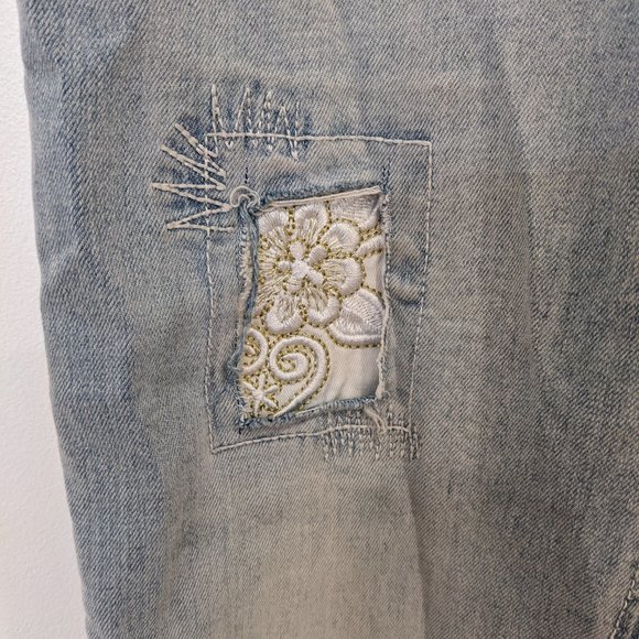 Desigual Exotic Jeans 28 S Skinny Light Blue with Gold Lace Detailing - Picture 4 of 10